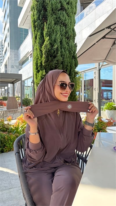 Koyu Vizon Çıtçıtlı Hijab Şal