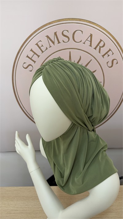 Küf Yeşili Büzgülü Multi Hijab