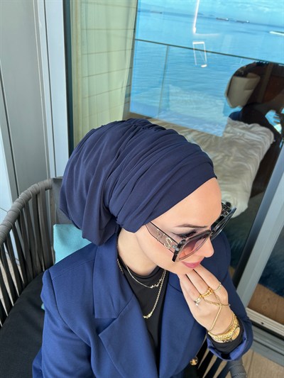 Lacivert Salaş Bandanalı Bone