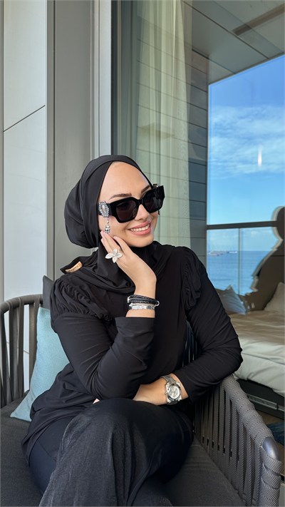 Siyah Çapraz Multi Hijab