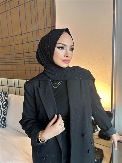Siyah Taşlı Salaş Eşarp