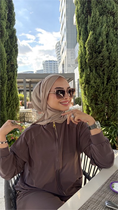 Taş Rengi Çapraz Multi Hijab