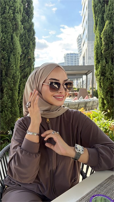 Taş Rengi Çapraz Multi Hijab