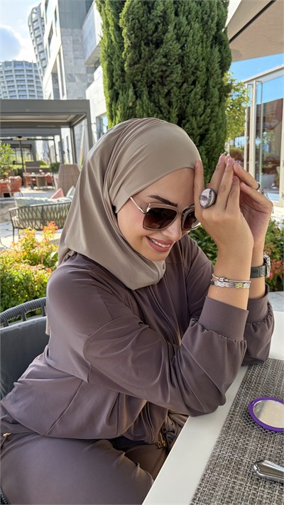 Taş Rengi Düz Multi Hijab