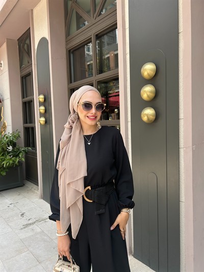Taş Rengi Önü Düz Elegant Boneşal