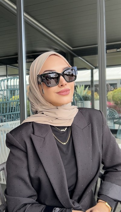 Taş Rengi Salaş Çıtçıtlı Eşarp 
