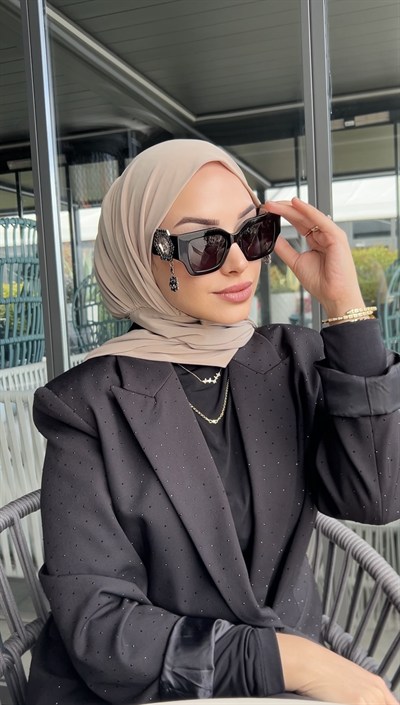 Taş Rengi Salaş Çıtçıtlı Eşarp 