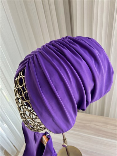 Violet Salaş Büzgülü Bone