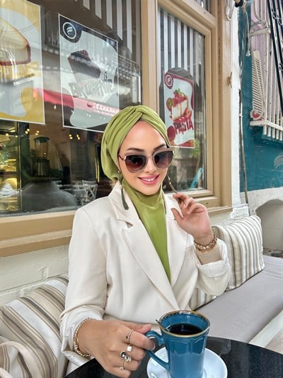 Zeytin Yeşili Salaş Düğüm Bone