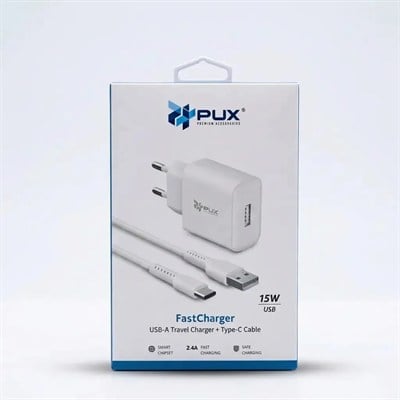 FASTCHARGER USB-A TRAVEL CHARGER + TYPE-C CABLE - 15W - 2.4A - 100 CM 