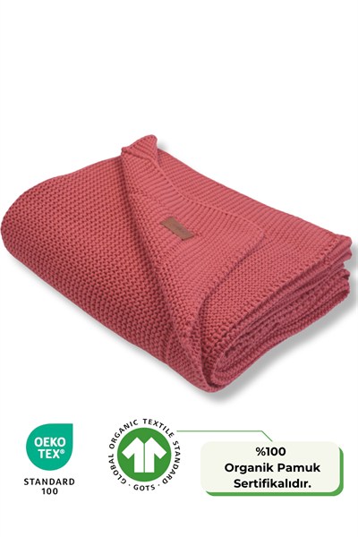 Alina Organik Pamuk Triko Örme Bebek Battaniyesi