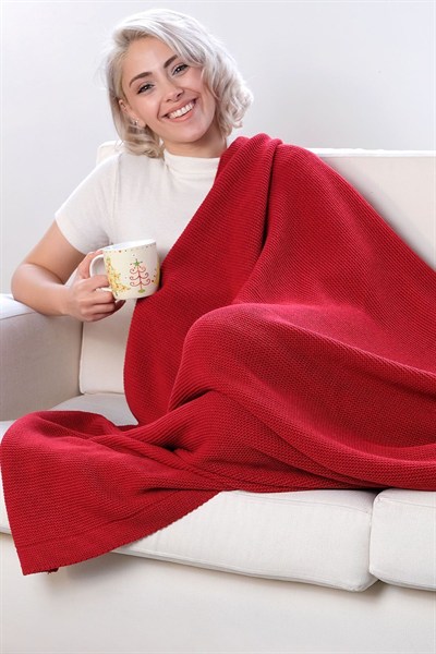 Alina Triko Düz Örgü Diz Battaniyesi, Koltuk Şalı, Çocuk Battaniyesi