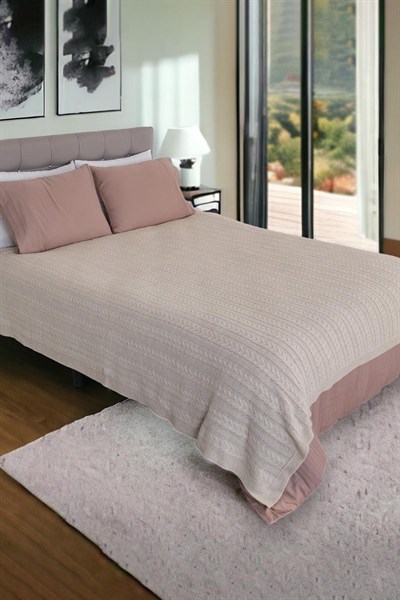 Mathilda Örgü Yumuşak Yatak Örtüsü ve Evde Kullanılabilir Hafif Battaniye