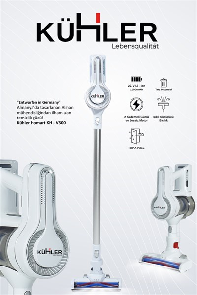 Homart KH-V300 Turbo Fırçalı Dikey Şarjlı Süpürge
