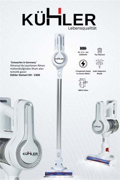 Homart KH-V300 Turbo Fırçalı Dikey Şarjlı Süpürge