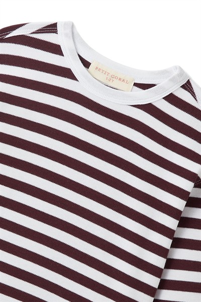 Bordo Çizgili Basic Tişört
