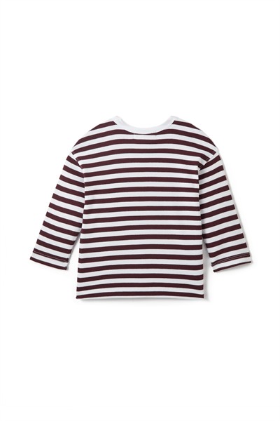 Bordo Çizgili Basic Tişört