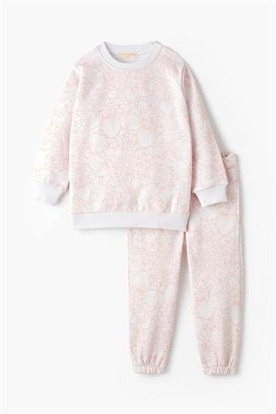 Çiçek Desenli Pembe Eşofman Takımı