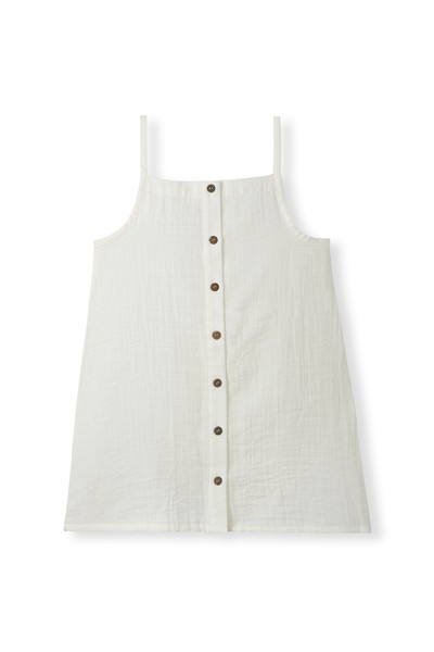 Ekru Müslin Askılı Elbise