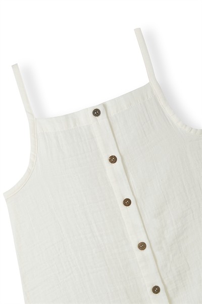 Ekru Müslin Askılı Elbise