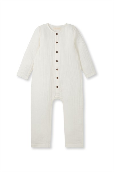 Ekru Müslin Uzun Kollu Romper