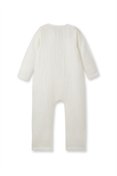 Ekru Müslin Uzun Kollu Romper