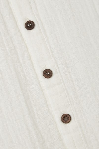 Ekru Müslin Uzun Kollu Romper