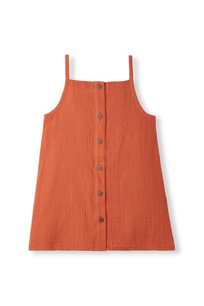 Kiremit Müslin Askılı Elbise