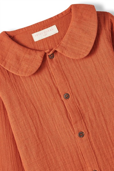 Kiremit Müslin Bebe Yaka Gömlek