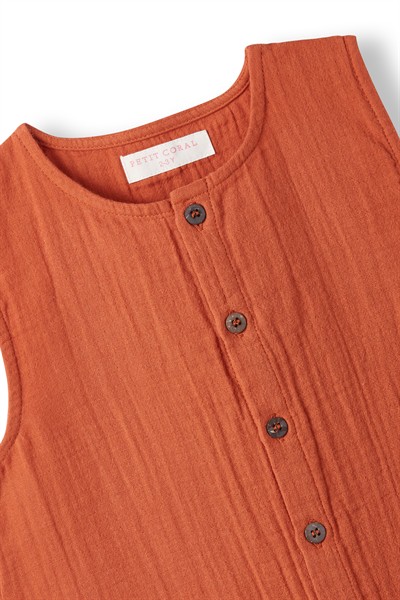 Kiremit Müslin Kolsuz Romper