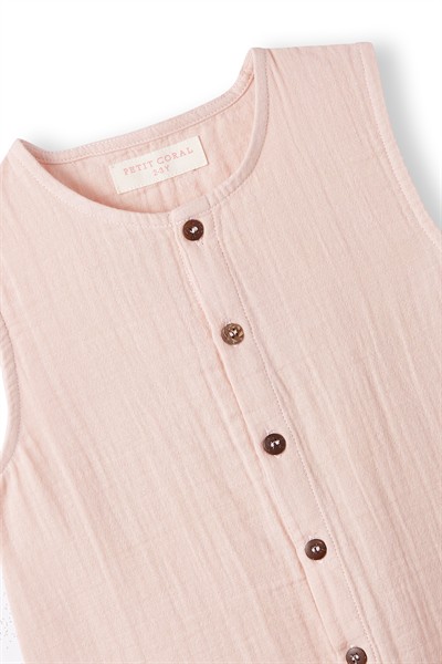 Pembe Müslin Kolsuz Romper