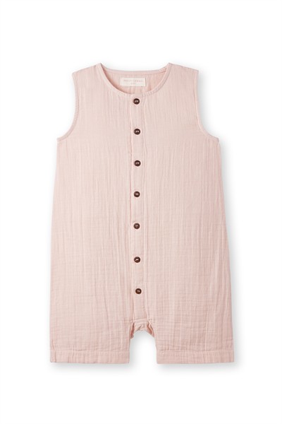 Pembe Müslin Kolsuz Romper