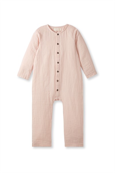 Pembe Müslin Uzun Kollu Romper