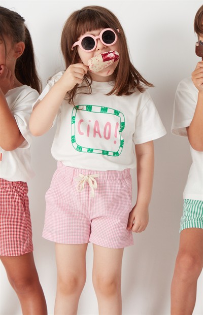 Pembe Pötikareli Şort