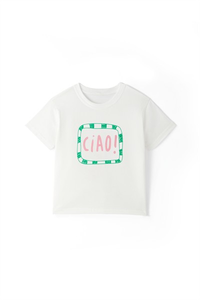 Sunny Ciao Baskılı Beyaz Tişört