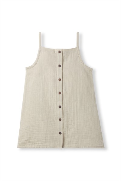 Taş Rengi Müslin Askılı Elbise