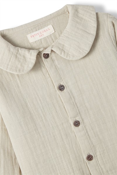 Taş Rengi Müslin Bebe Yaka Gömlek