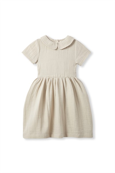 Taş Rengi Müslin Elbise