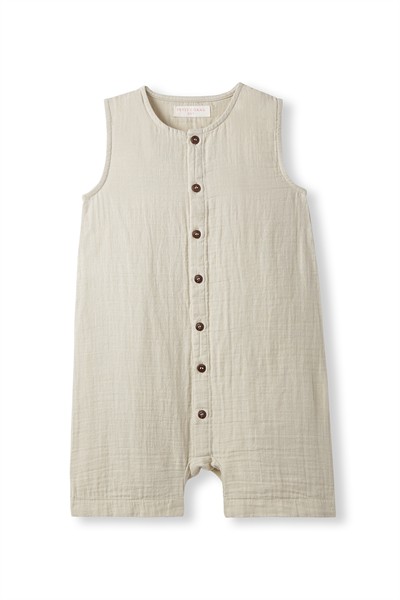 Taş Rengi Müslin Kolsuz Romper