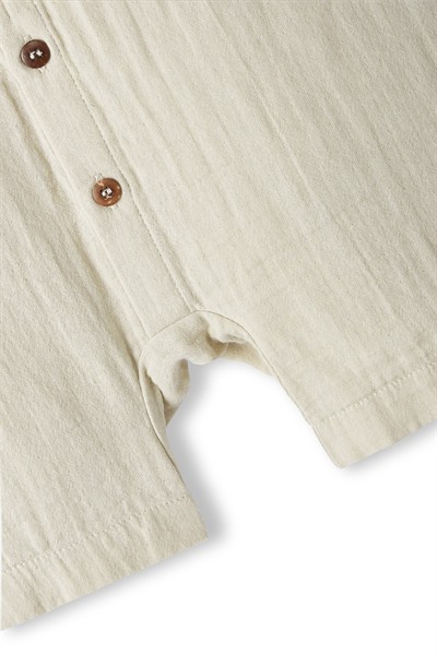 Taş Rengi Müslin Kolsuz Romper