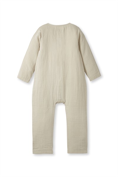 Taş Rengi Müslin Uzun Kollu Romper