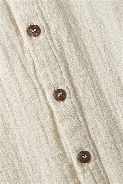 Taş Rengi Müslin Uzun Kollu Romper