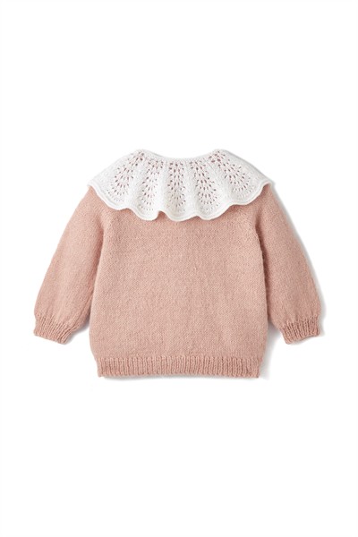 Tavşan Desenli Pembe Kaşmir Hırka