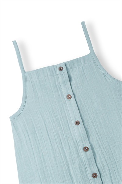 Turkuaz Müslin Askılı Elbise