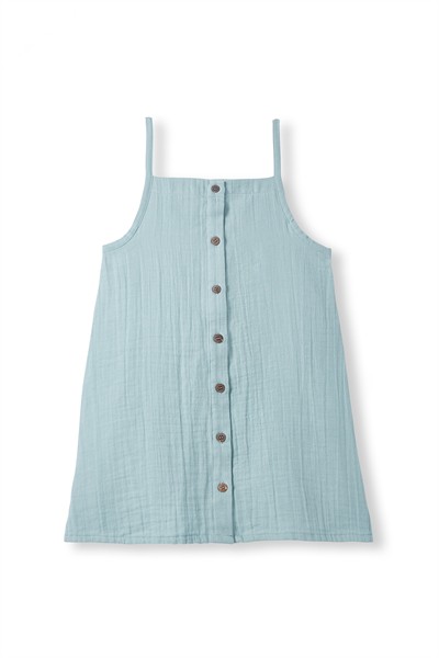 Turkuaz Müslin Askılı Elbise