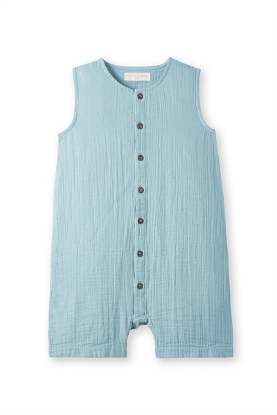 Turkuaz Müslin Kolsuz Romper