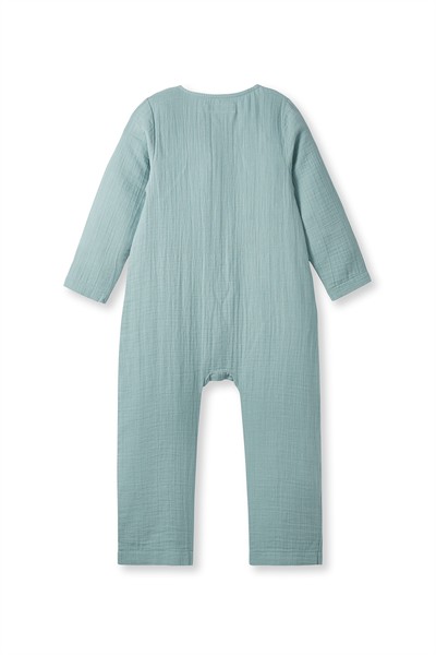 Turkuaz Müslin Uzun Kollu Romper