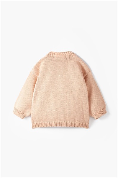 Pamuklu İşlemeli El Örgüsü Hırka