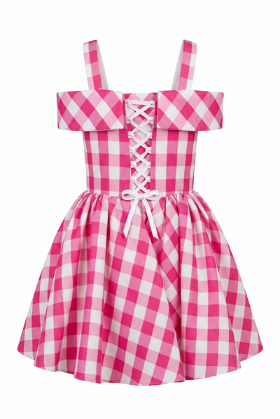 Pink Gingham Couture Elbise