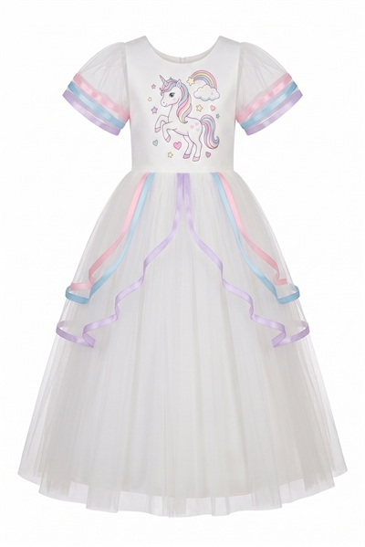 Rainbow Unicorn Tulle Elbise